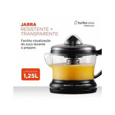 Espremedor de Frutas E-02 Premium 30 W Motor Reversível Mondial Preto / 110V