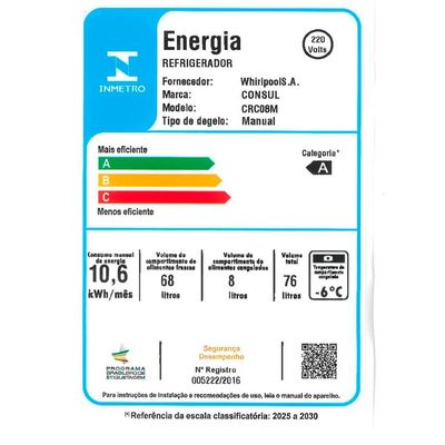 Frigobar 76 Litros CRC08MB com Gaveta Multiuso Consul Branco / 220V