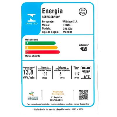 Frigobar CRC12MB 117 Litros Gaveta Multiuso Consul Branco / 220V