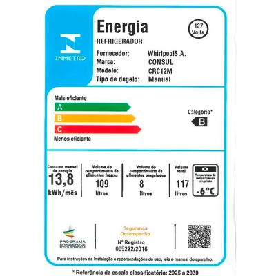 Frigobar CRC12MB 117 Litros Gaveta Multiuso Consul Branco / 220V