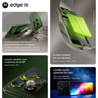 Smartphone XT2601 Edge 70 Câmera Tripla 256 GB 5G Motorola Cinza