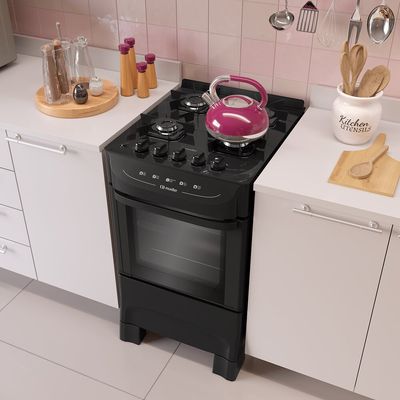 Fogão a Gás 4 Bocas Mesa de Vidro Acendimento Automático MFV4BB Mueller Preto / Bivolt