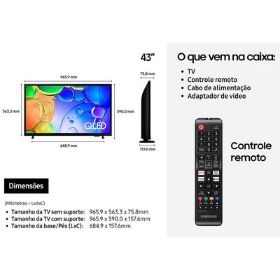 Smart TV QN43Q5FAAGXZD 43 QLED Full HD, Xbox Cloud Gaming, HDR, HDMI Samsung Preto / Bivolt