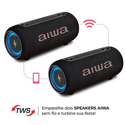 Caixa de Som Speaker 40W, Bluetooth, IPX5, AWS-SP-04-LB Aiwa Preto / Bivolt