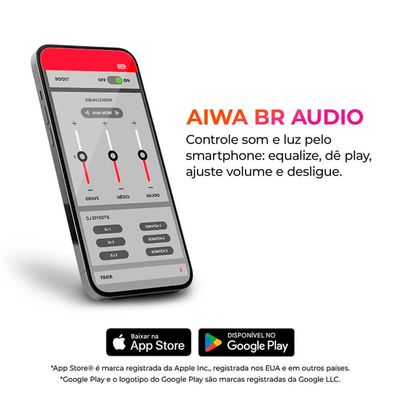 Caixa de Som Speaker 40W, Bluetooth, IPX5, AWS-SP-04-LB Aiwa Preto / Bivolt