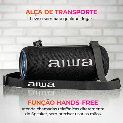 Caixa de Som Speaker 40W, Bluetooth, IPX5, AWS-SP-04-LB Aiwa Preto / Bivolt