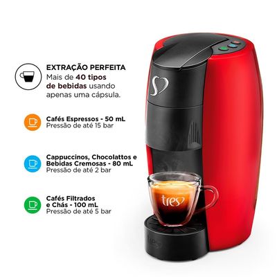 Cafeteira Espresso LOV TRES Vermelha 3 Corações Vermelho / 220V