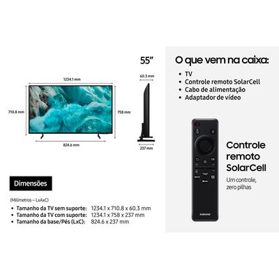 Smart TV QN55Q7FAAGXZD 55 Q7F 2025 AI TV QLED Ultra 4K Samsung Preto