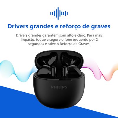 Fone de Ouvido Philips TAT1139BK/00 Bluetooth TWS
