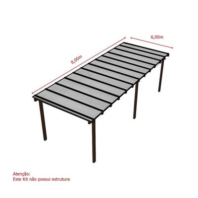 Kit Policarbonato Branco 6mm 8,00m X 6,00m - Perfis Naturais