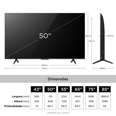 Smart TV 50" 4K TCL P7L QLED Google TV