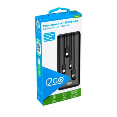 Power Bank i2GO Plus 10000mAh 4 em 1 USB-C Lightning