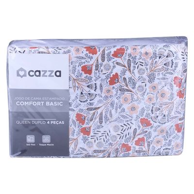 Jogo de Cama Queen Microfibra 4 Peças Floral Cazza
