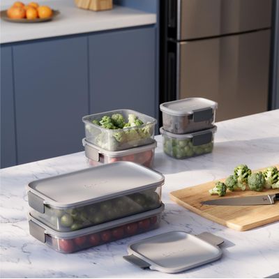 Kit Potes Herméticos Electrolux 6 Peças Cinza Empilháveis