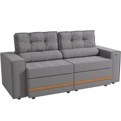 Sofá Havana 2,06m Retrátil e Reclinável Kappesberg Cinza
