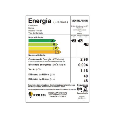 Ventilador Coluna Prime Air Silencioso 160W AVCE02 127V