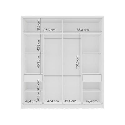 Guarda-Roupa Casal Madrid 2 Portas 2 Gavetas Branco e Azul