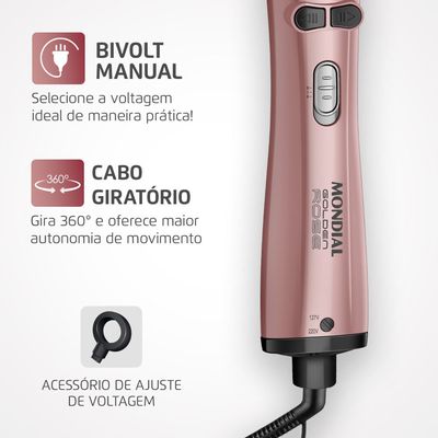 Escova Rotativa Mondial Golden Rose 1300W Bivolt ERB-12-GR Bivolt
