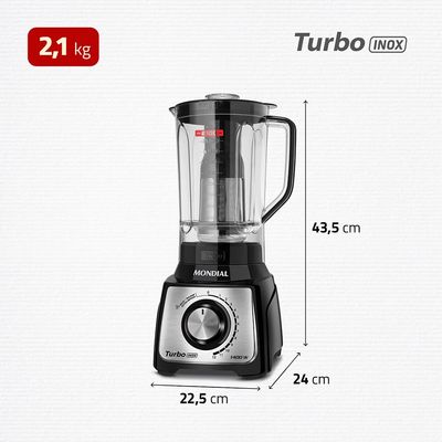 Liquidificador Turbo Inox Mondial Preto/Inox 1400W - L-1400-LT 220V