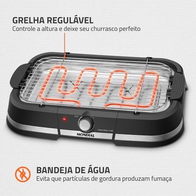Churrasqueira Elétrica Mondial Preto 1800W - CH-09-BI 127V
