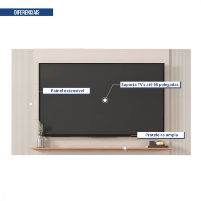 Painel Para Tv Até 65 Polegadas 3 Em 1 Jace Bege Branco