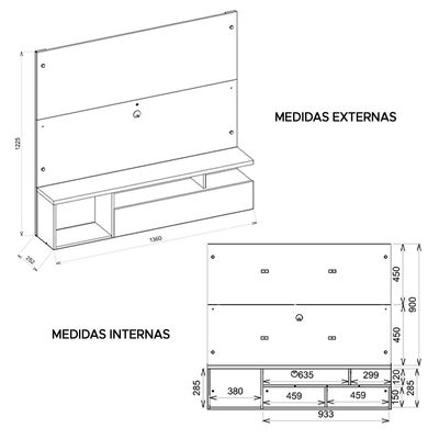 Painel Bancada Black Para TV até 55 Polegadas Caemmun Buriti/off white