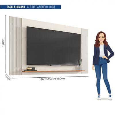 Painel Para Tv Até 65 Polegadas 3 Em 1 Jace Bege Branco