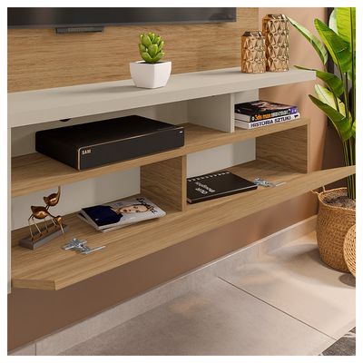Painel Bancada Black Para TV até 55 Polegadas Caemmun Buriti/off white
