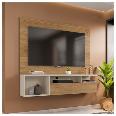 Painel Bancada Black Para TV até 55 Polegadas Caemmun Buriti/off white