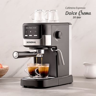 Cafeteira Espresso Dolce Crema 20 Bar Mondial Preto/Inox 1200W - C-21-E-CNP 127V