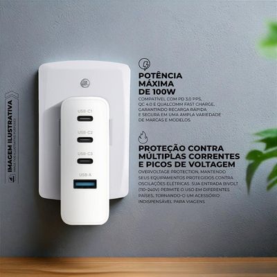 Carregador de Parede - Discovery 5 em 1 - 140W - Branco - Gshield