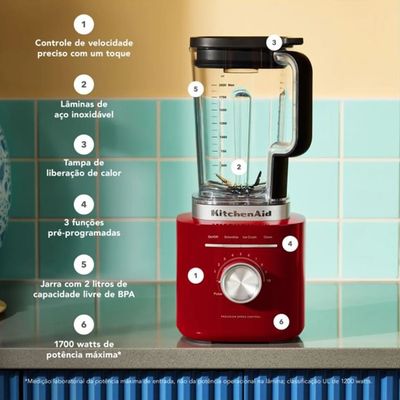 Liquidificador KitchenAid KUA20AV 10 Velocidades Vermelho 110V