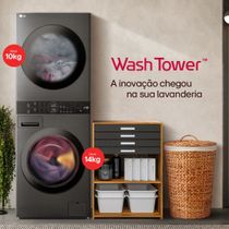 Lavadora e Secadora LG Wash Tower 14Kg Preta Inox 110V WK14BS6