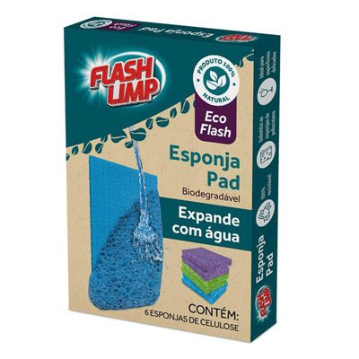 Kit Esponja PAD Flash Limp 6 Peças Celulose Expansível