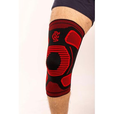 Joelheira Training Preto E Vermelho P Flamengo Knit 3D Compr