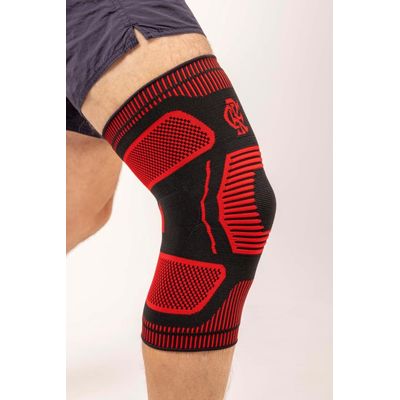 Joelheira Training Preto E Vermelho P Flamengo Knit 3D Compr