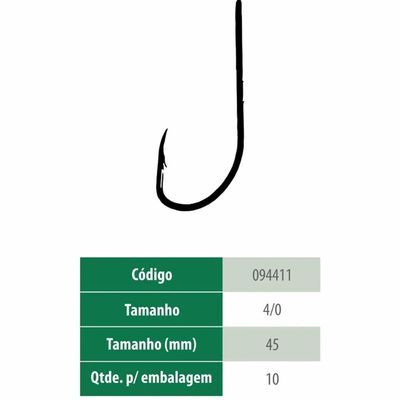 Anzol Baitholder Black 4/0 Pesca Brasil para Água Doce ou Sa