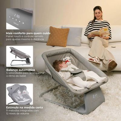 CADEIRA DE  BALANCO AUTOMATICA VIVALDI CINZA - INFANTI