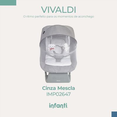 CADEIRA DE  BALANCO AUTOMATICA VIVALDI CINZA - INFANTI