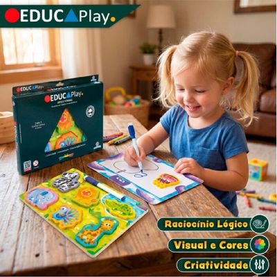 BRINQUEDO EDUCATIVO DE MADEIRA LOUSA QUEBRA CABECA - POLIBRINQ