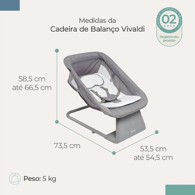 CADEIRA DE  BALANCO AUTOMATICA VIVALDI CINZA - INFANTI
