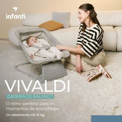 CADEIRA DE  BALANCO AUTOMATICA VIVALDI CINZA - INFANTI