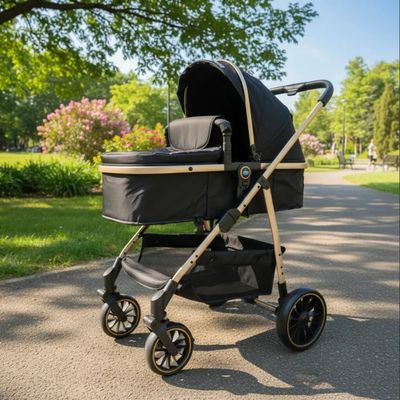 CARRINHO DE BEBE MOVE PRETO GOLDEN DOURADO - PASSEAR BABY