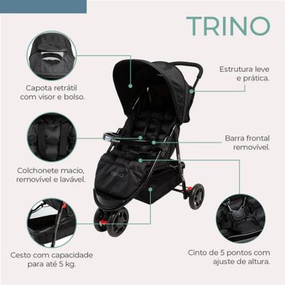 CARRINHO DE BEBE COM BEBE CONFORTO TRINO DUO PRETO - INFANTI