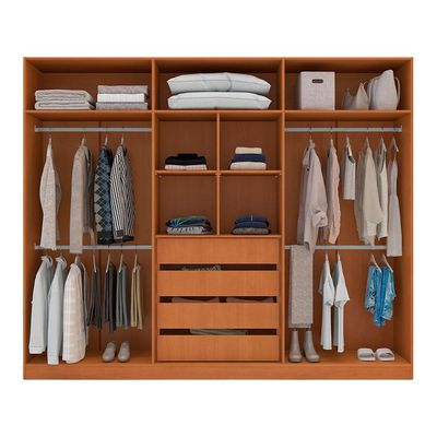 Guarda-Roupa Casal com Espelho Madrid 6 Portas 4 Gavetas Freijó e Azul