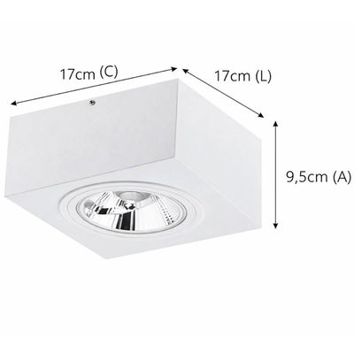 Kit 2 Luminárias Plafon de Sobrepor Box 17cm Bivolt GU10 Dital Teto 12w