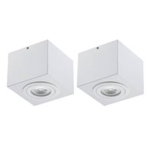 Kit 2 Spots Box Plafon Branca Quadrada 13cm de Sobrepor Par20 Dital E27