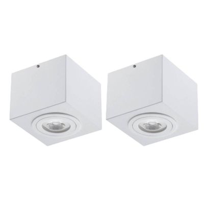 Kit 2 Spots Box Plafon Branca Quadrada 13cm de Sobrepor Par20 Dital E27