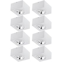 Kit 8 Plafons de Sobrepor Branco GU10 Luminárias de Teto Quadradas 17cm 12w