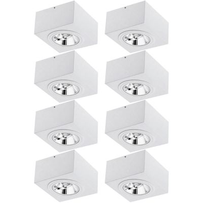 Kit 8 Plafons de Sobrepor Branco GU10 Luminárias de Teto Quadradas 17cm 12w